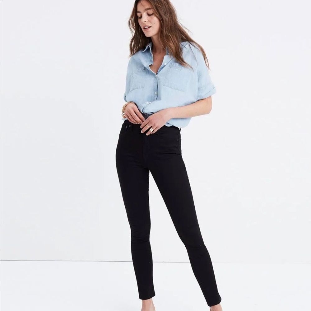 Madewell Curvy High-Rise Skinny Jeans Black Denim Size 26 Like New